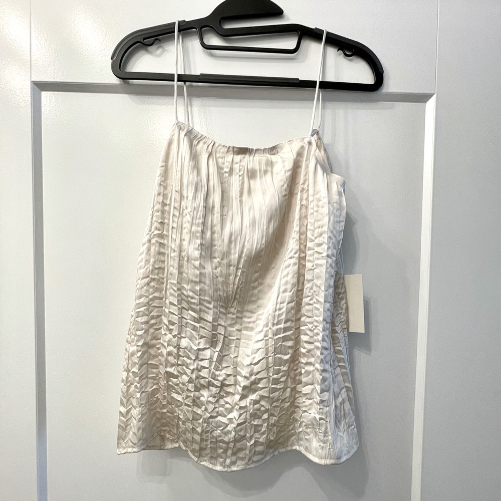 Women's Cream Satin Spaghetti Strap Tank Top